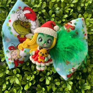 Grinch grinchmas fabric hair bow